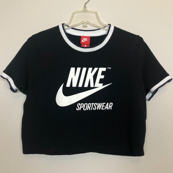 Nike Tops - Nike Black & White Cropped Ringer T-Shirt, L